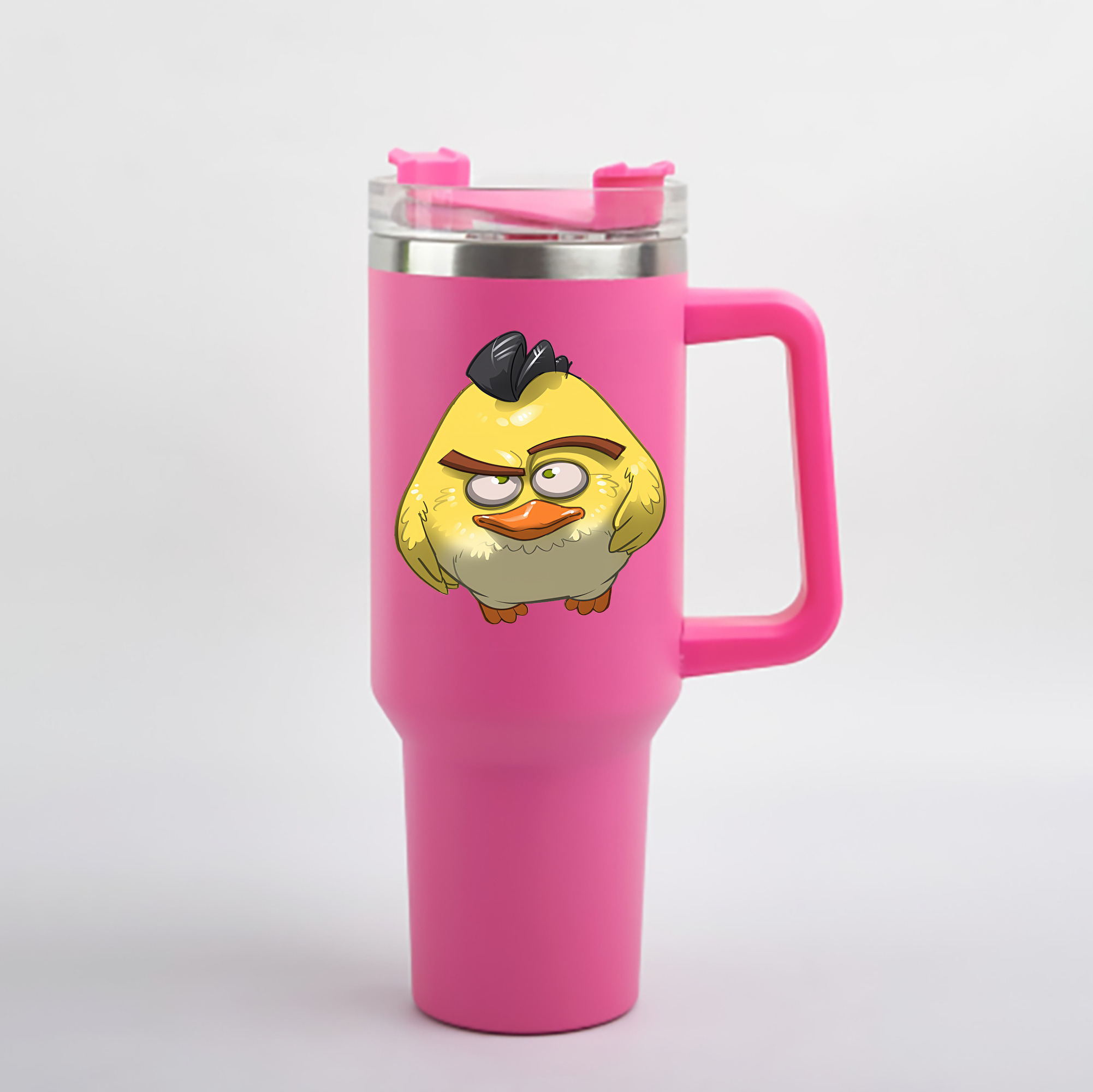 （画像用） Angry Birds アングリーバード 1200mL車用タンブラー - クリスタルステッカー（プラスチックストロー付き）